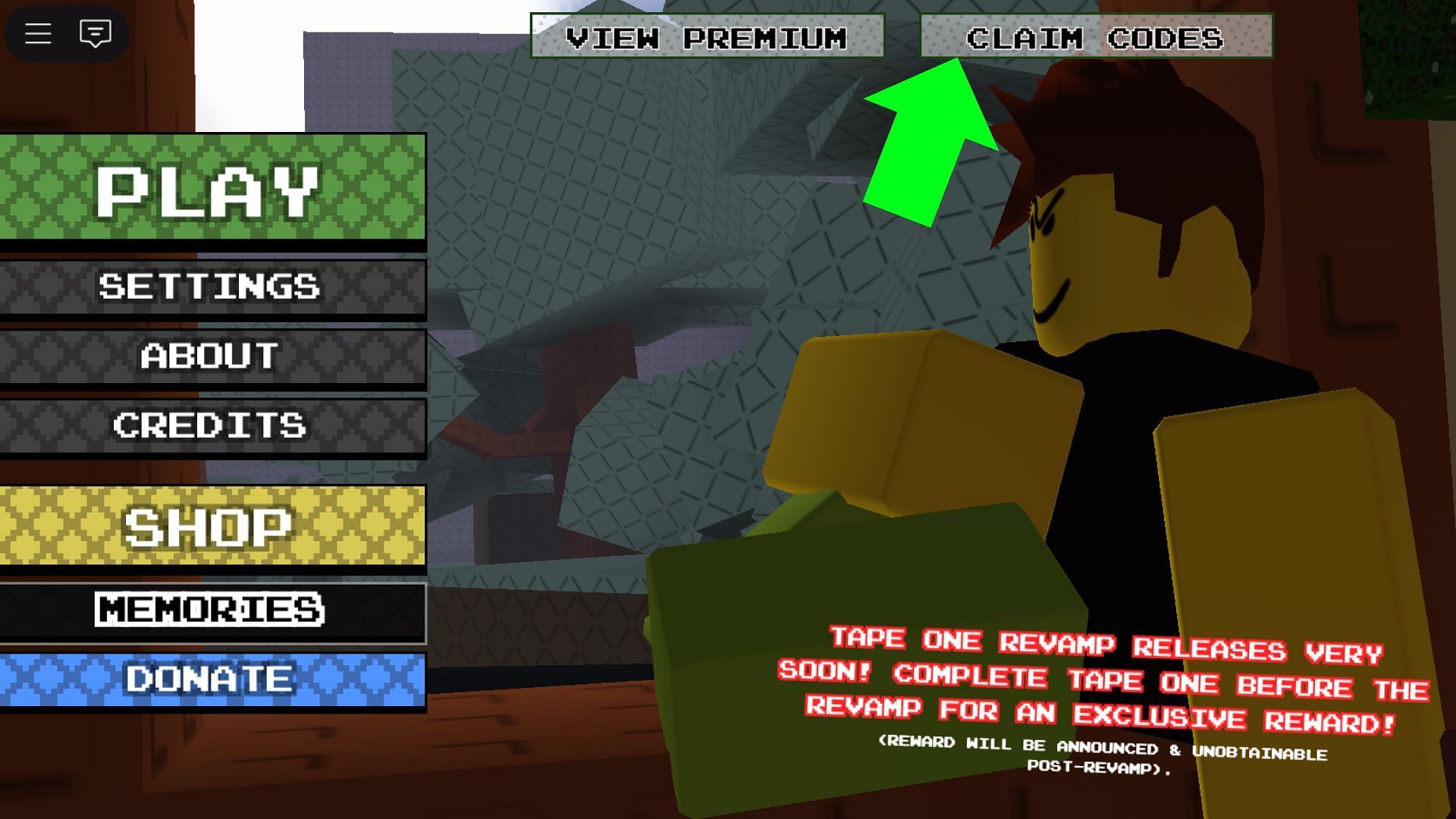 Redeem codes in updated servers (Image via Roblox)